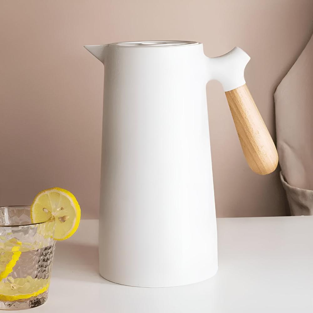 Large Tea Pot - Insulated Carafe with Wooden Handle 12