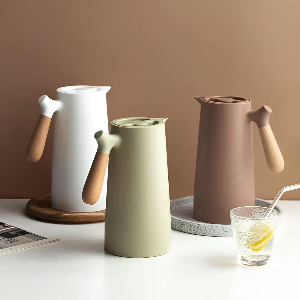 Large Tea Pot - Insulated Carafe with Wooden Handle 4