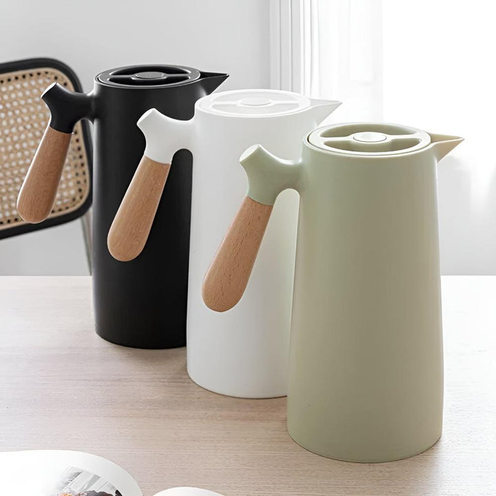 Large Tea Pot - Insulated Carafe with Wooden Handle 6