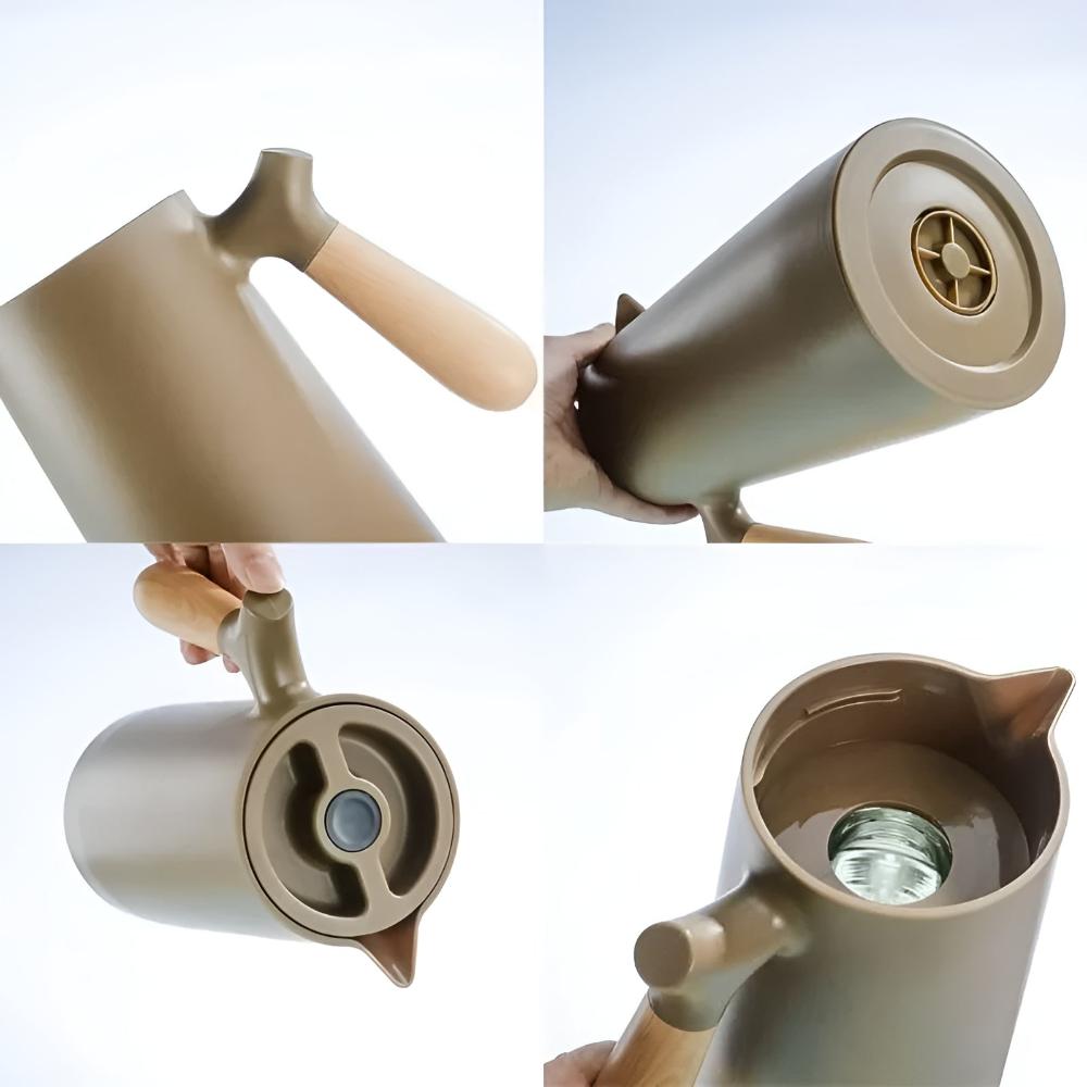 Large Tea Pot - Insulated Carafe with Wooden Handle 8