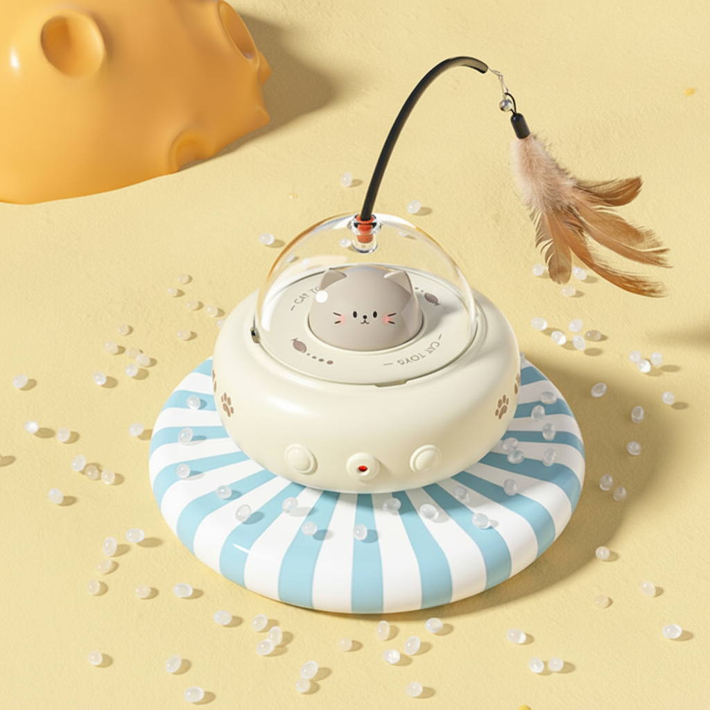Automatic Laser Cat Toy | Hands-Free Play with Feather Teaser | Random Light Patterns for Daily Exercise &amp; Play 2