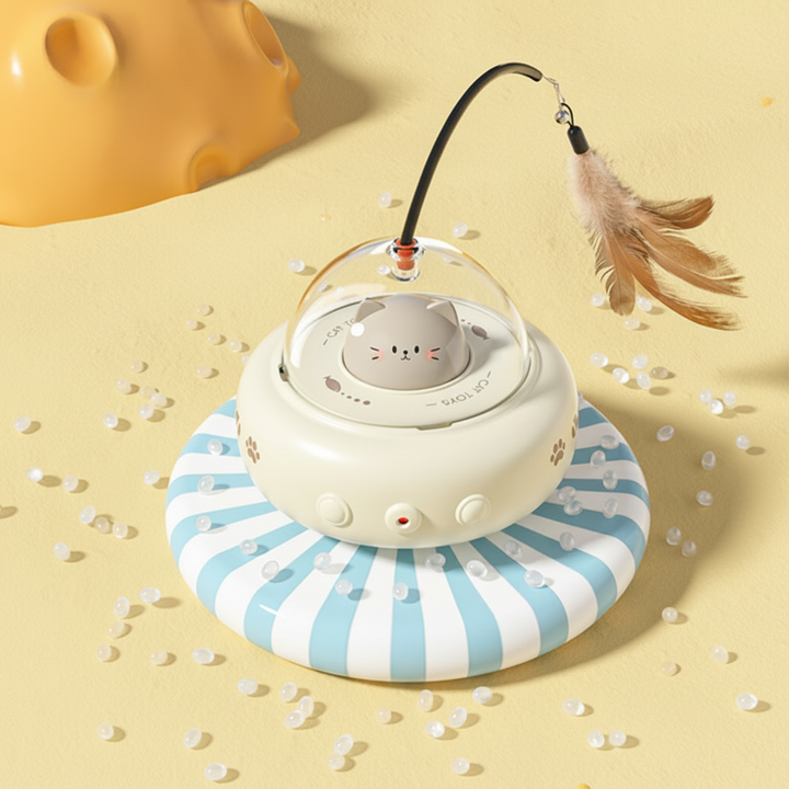 Automatic Laser Cat Toy | Hands-Free Play with Feather Teaser | Random Light Patterns for Daily Exercise &amp; Play 2