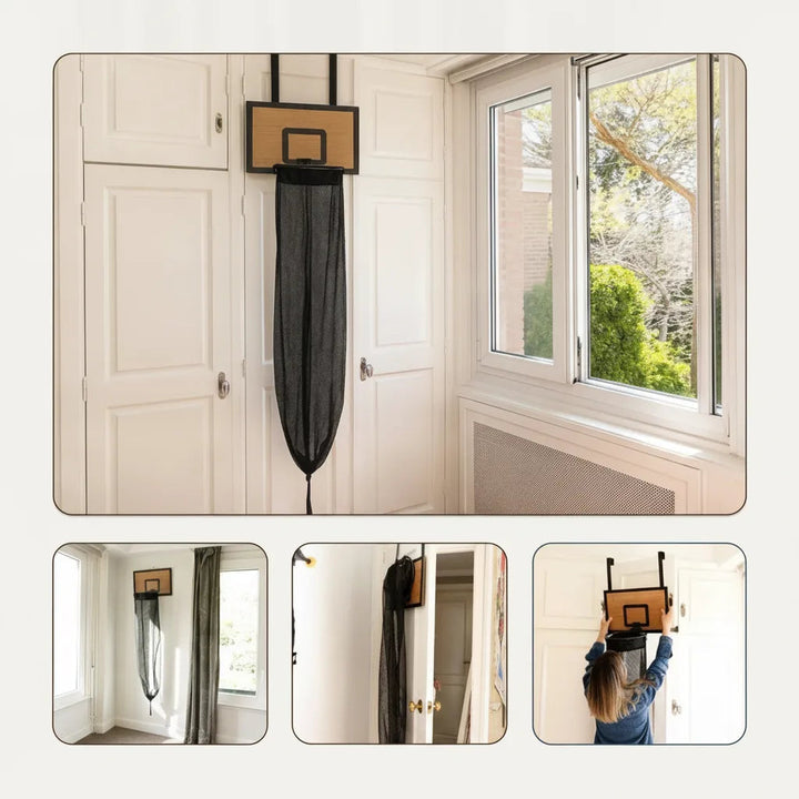 Laundry Basket Basketball Hoop | Over-Door Hamper