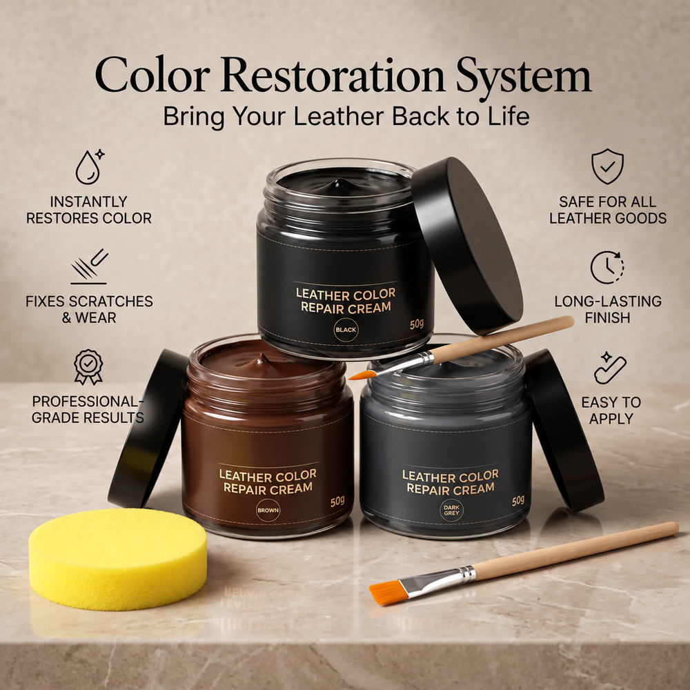 Leather Revive Kit | Three Cream Jars, Sponge And Brushes