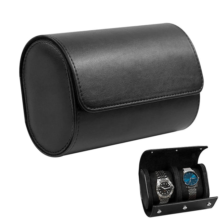 Leather Watch Roll | 3 Slots | Cushioned Interior | Travel Organizer | Brown, Black