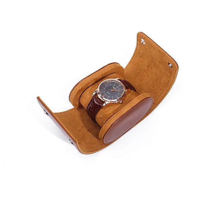 Leather Watch Roll | 3 Slots | Cushioned Interior | Travel Organizer | Brown, Black