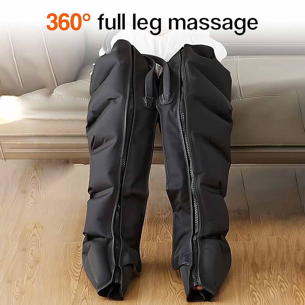 Leg Compression Massager | 360° Air Therapy | 3 Modes &amp; Intensities | Built-In Timer | Arms &amp; Thighs