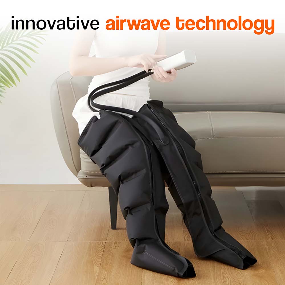 Leg Compression Massager | 360° Air Therapy | 3 Modes &amp; Intensities | Built-In Timer | Arms &amp; Thighs