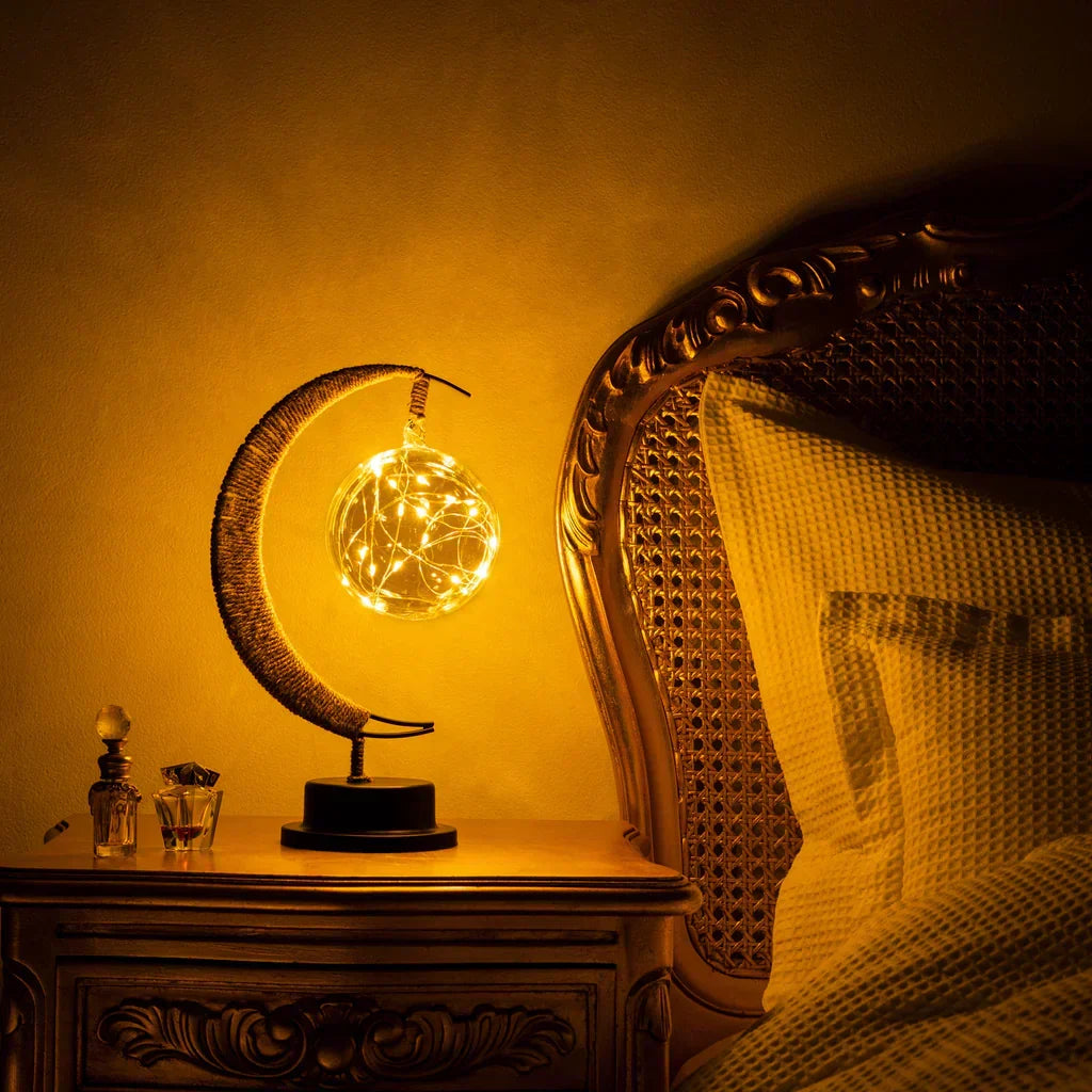 Moon Table Lamp LED 27 cm | Golden Shimmer, Cosmic Purple, Galaxy Blue | Battery-Powered, No Cables, Warm White Glow 7