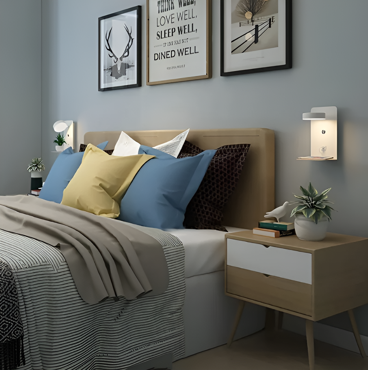 LumiShelf | Modern Minimalist Wall Lamp with Shelf and USB Charging Port 4