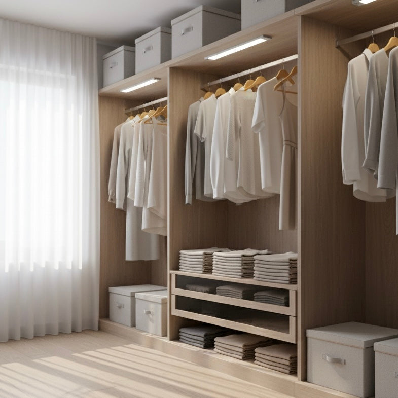 Luminara smart motion-activated LED under cabinet strip light with USB rechargeable battery for closets, kitchens, and shelves