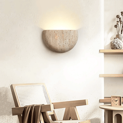 Lumo Wabi-Sabi | Wall Lamp Sconce with Natural Travertine Stone | Minimalist Design for Calming Ambiance 6