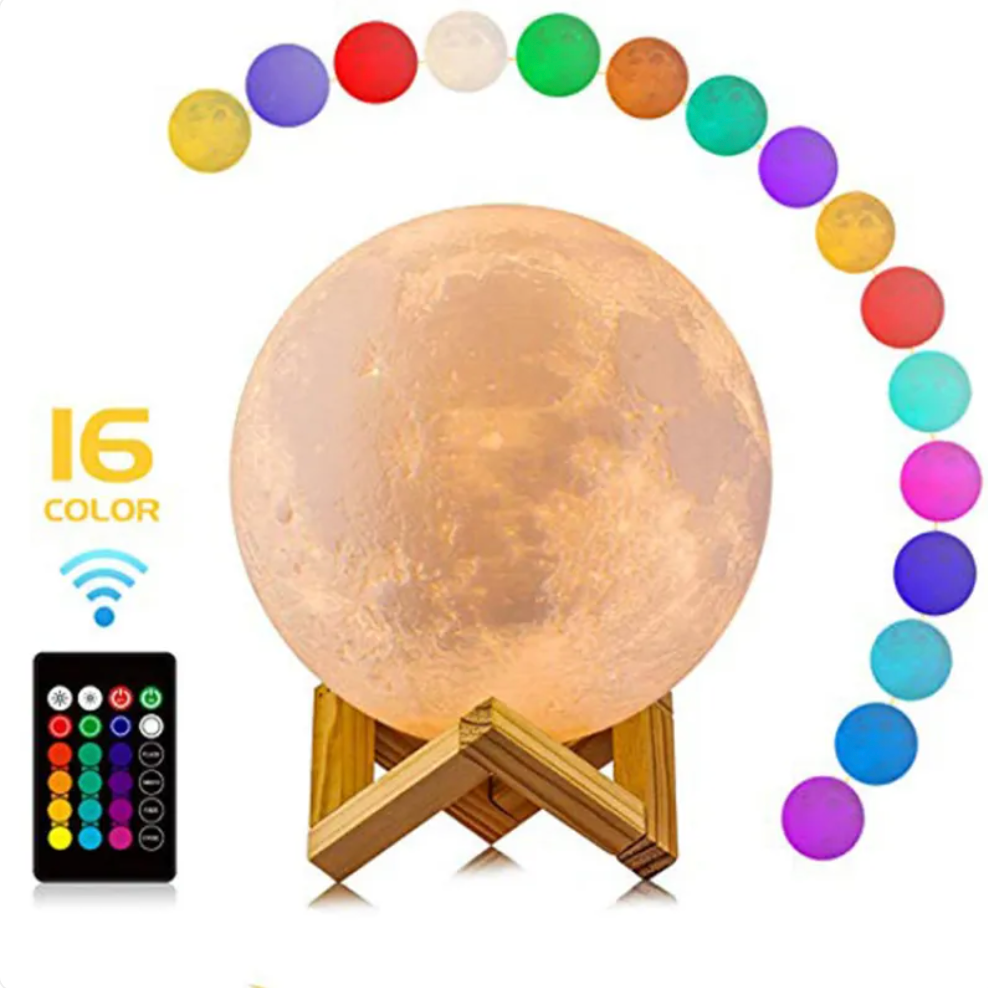 3D Moon Lamp LED Colour Changing Touch Rechargeable with Remote Control 5