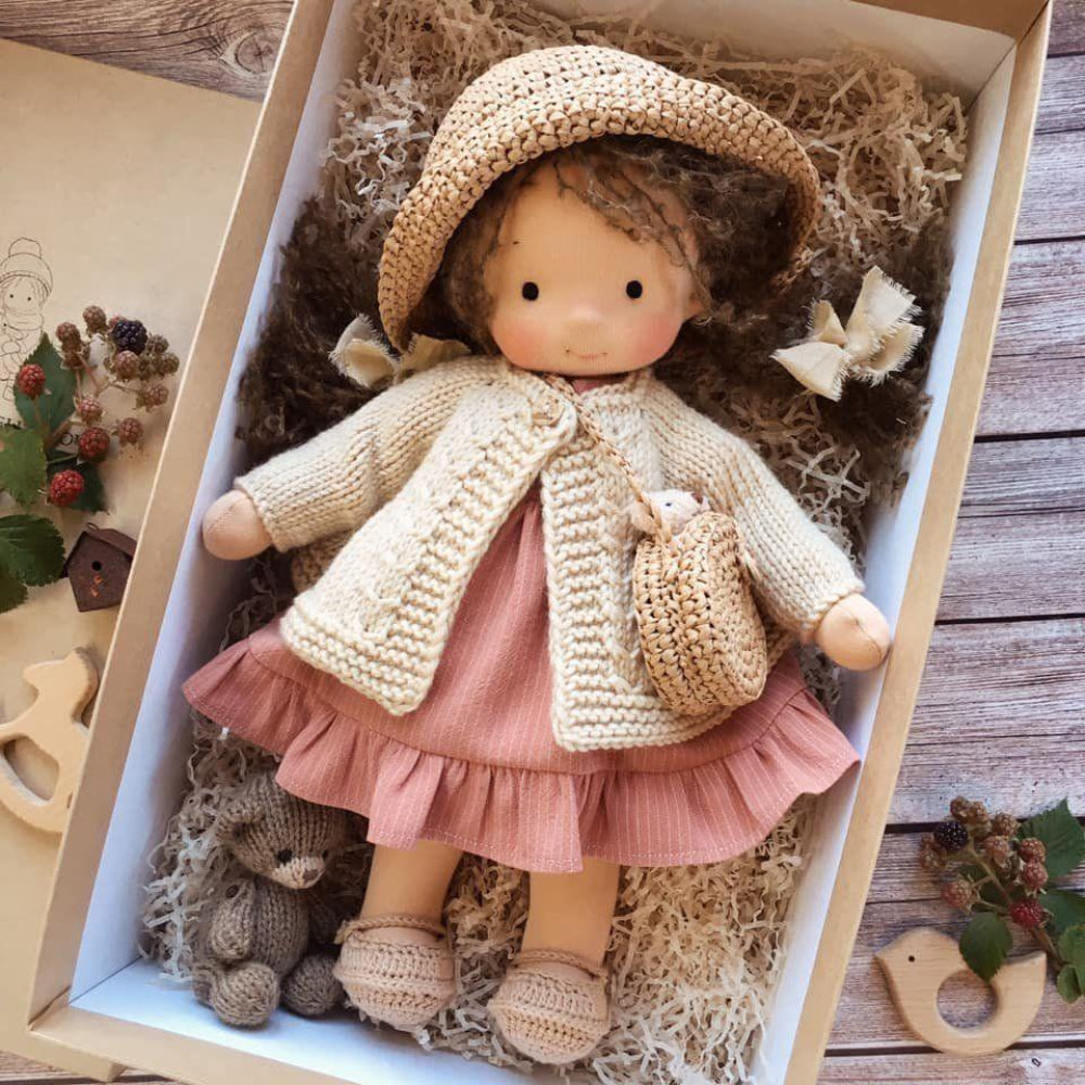 Waldorf Doll Handmade Hypoallergenic Soft Limbs with Stitched Face 7