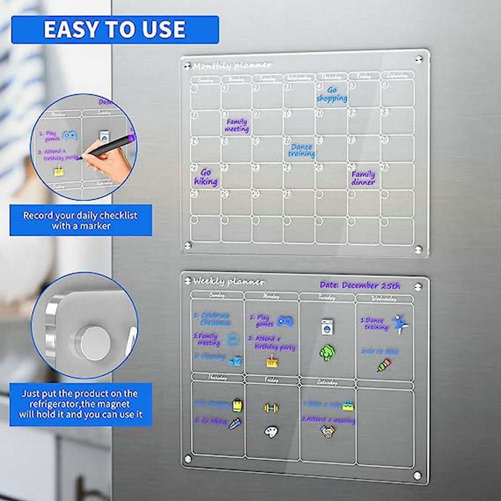 Magnetic Monthly Planner | Clear Board With Corner Magnets