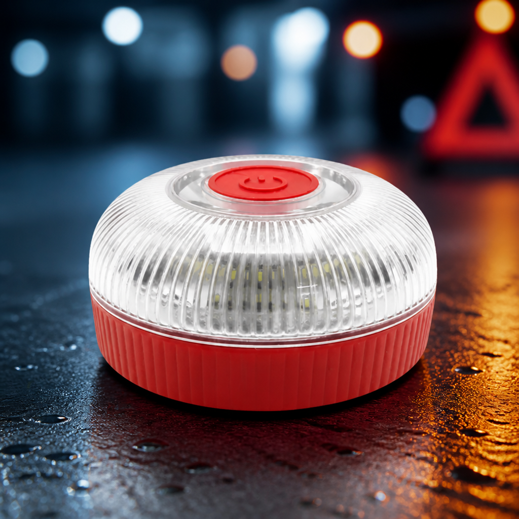 Magnetic Strobe Light | Orange Strobe &amp; Steady White Modes | Replaceable 9V Battery, Instant Magnetic Mount for Vehicles