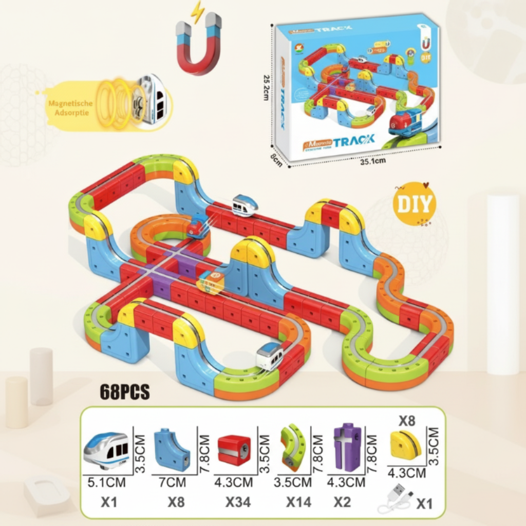 Magnetic Train Set Construction Toy | Modular Magnetic Track System with Electric Train | Creative Building Set