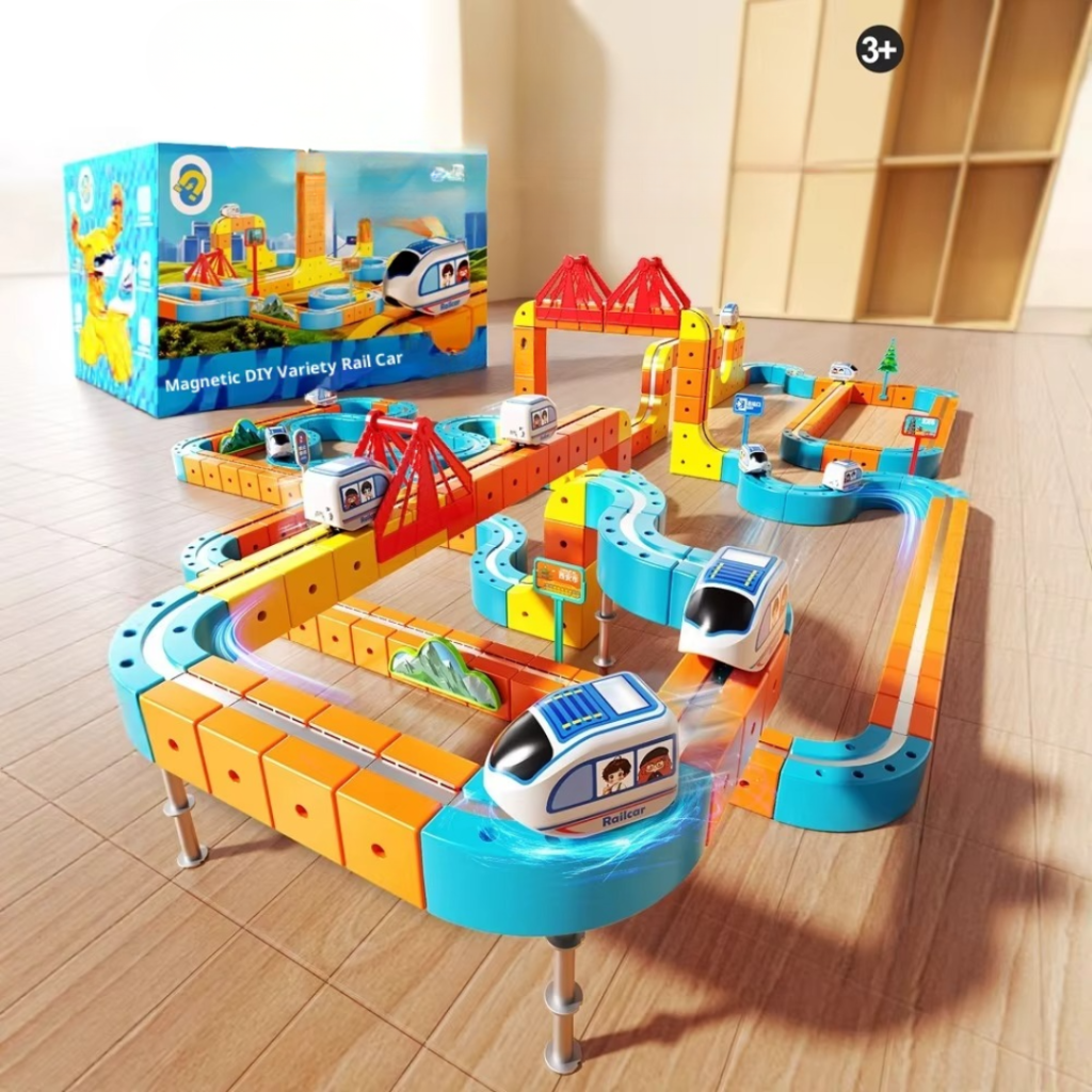 Magnetic Train Set Construction Toy | Modular Magnetic Track System with Electric Train | Creative Building Set