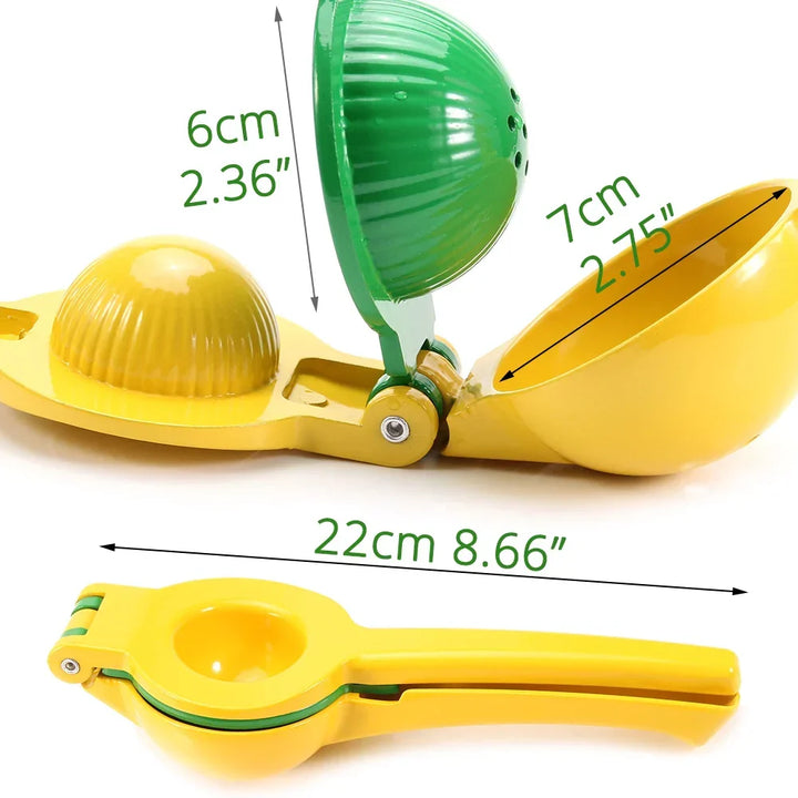 Manual Citrus Juicer Aluminium | 2-In-1 Lemon Lime Squeezer for Small Oranges | Dishwasher Safe, No Mess Design