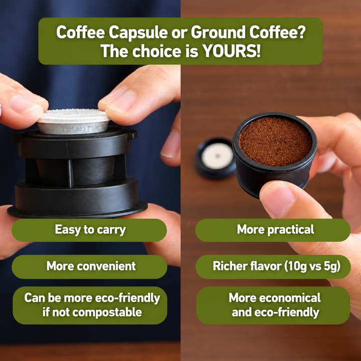 Manual Espresso Maker | 16 Bar Pressure Pump, Nespresso Capsule &amp; Ground Coffee Compatible | Compact, No Electricity Required