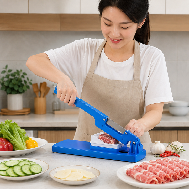 Manual Sausage Slicer | Lever Blade, Ridged Hold Tray