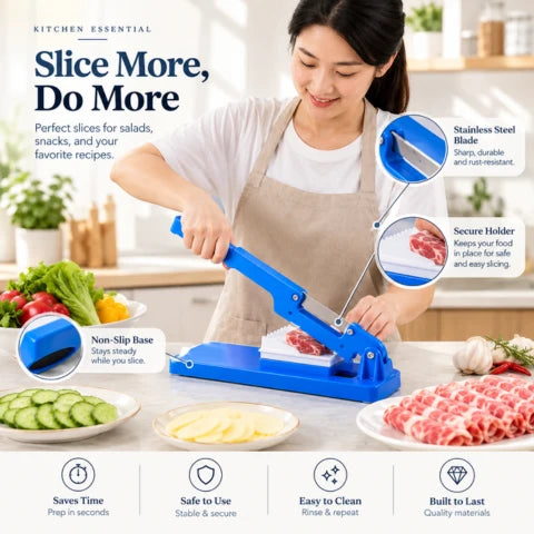 Manual Sausage Slicer | Lever Blade, Ridged Hold Tray