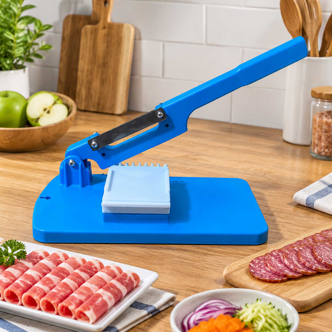 Manual Sausage Slicer | Lever Blade, Ridged Hold Tray