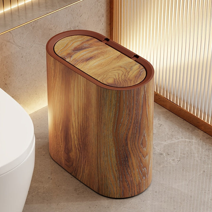 Marble Pattern Trash Can | Modern Bathroom &amp; Kitchen Bin with Lid 0
