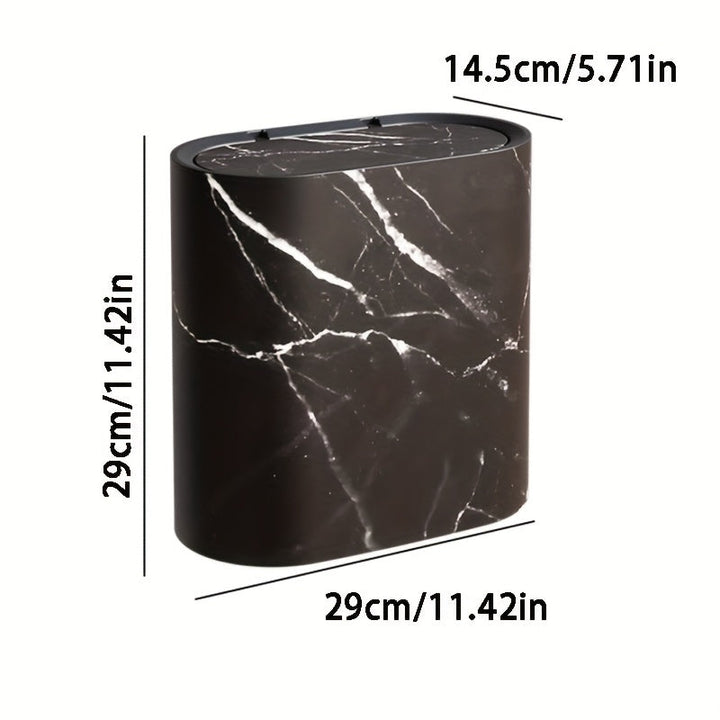 Marble Pattern Trash Can | Modern Bathroom &amp; Kitchen Bin with Lid 4
