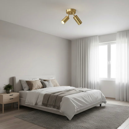 Marigold ceiling spotlight with brass finish, surface-mounted design, compatible with E27 LED bulbs for kitchens, hallways, bedrooms, or living areas