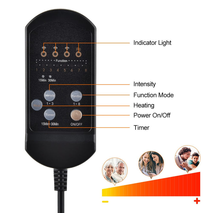 Massage Seat Cushion with Heat &amp; Vibration | Wired Remote | Timer &amp; Intensity Settings