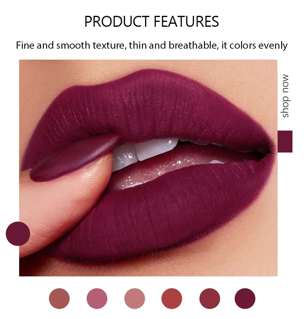 Matte Lipstick Set for Women | 6 Waterproof Long Lasting Shades | Smudge-Proof Non-Sticky Highly Pigmented Velvety Finish