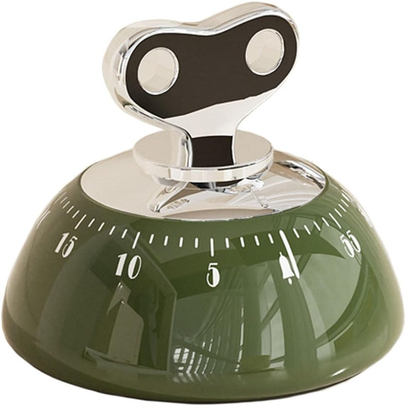 Mechanical Kitchen Timer Stainless Steel | Magnetic Base, Cream/Green/Red | No Batteries Needed, 55-Minute Wind-Up Countdown