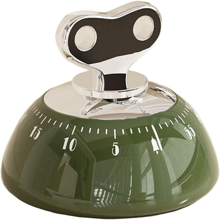 Mechanical Kitchen Timer Stainless Steel | Magnetic Base, Cream/Green/Red | No Batteries Needed, 55-Minute Wind-Up Countdown