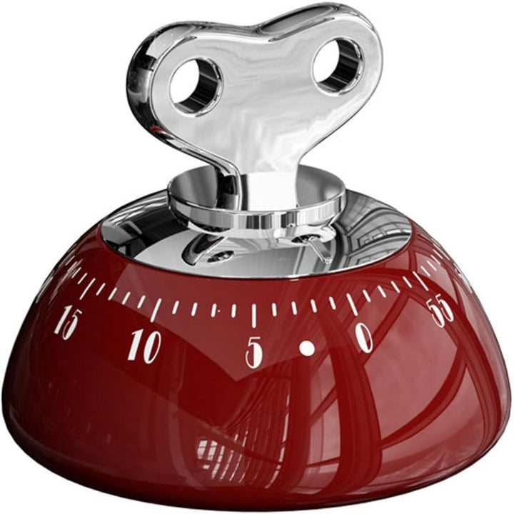 Mechanical Kitchen Timer Stainless Steel | Magnetic Base, Cream/Green/Red | No Batteries Needed, 55-Minute Wind-Up Countdown