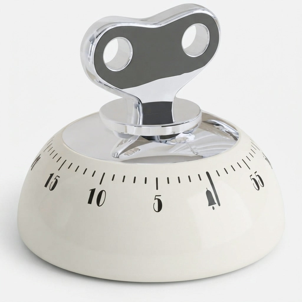 Mechanical Kitchen Timer Stainless Steel | Magnetic Base, Cream/Green/Red | No Batteries Needed, 55-Minute Wind-Up Countdown