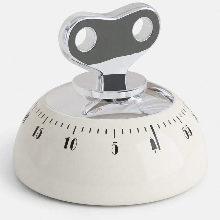 Mechanical Kitchen Timer Stainless Steel | Magnetic Base, Cream/Green/Red | No Batteries Needed, 55-Minute Wind-Up Countdown