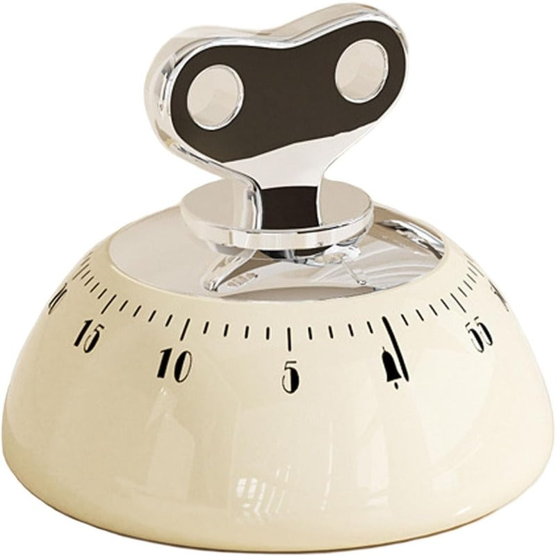 Mechanical Kitchen Timer Stainless Steel | Magnetic Base, Cream/Green/Red | No Batteries Needed, 55-Minute Wind-Up Countdown