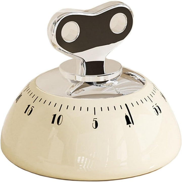 Mechanical Kitchen Timer Stainless Steel | Magnetic Base, Cream/Green/Red | No Batteries Needed, 55-Minute Wind-Up Countdown