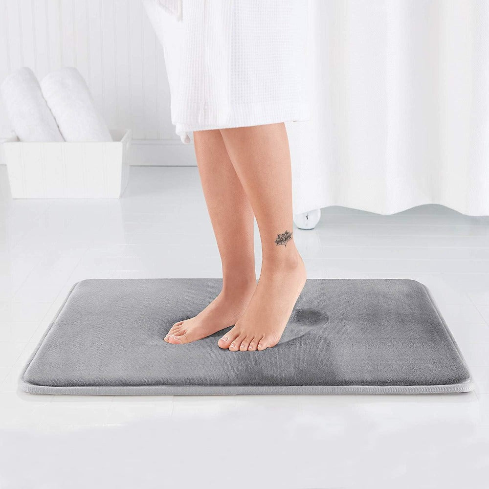 Memory Foam Bath Mat Non-Slip Quick-Dry Machine Washable with Cushioned Surface