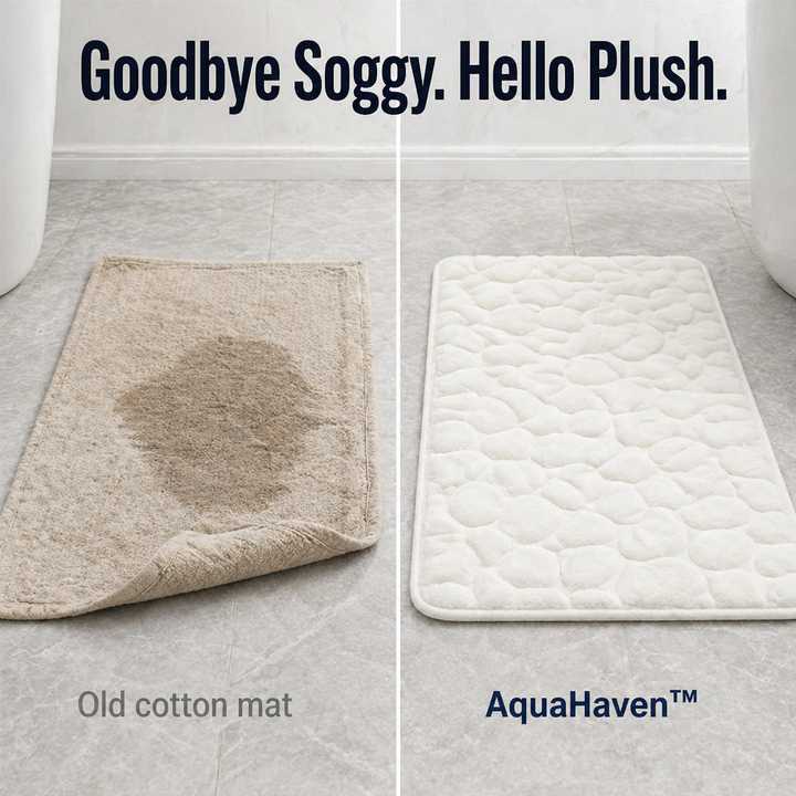 Memory Foam Bath Mat with Cobblestone Textured Coral Velvet | Non-Slip Grip Backing | Quick-Drying Cushioned Comfort
