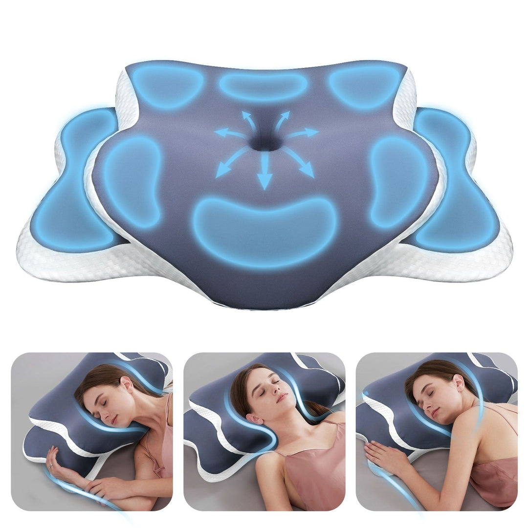 Memory Foam Cervical Pillow | Contour Ergonomic Design | All Sleep Positions | Breathable