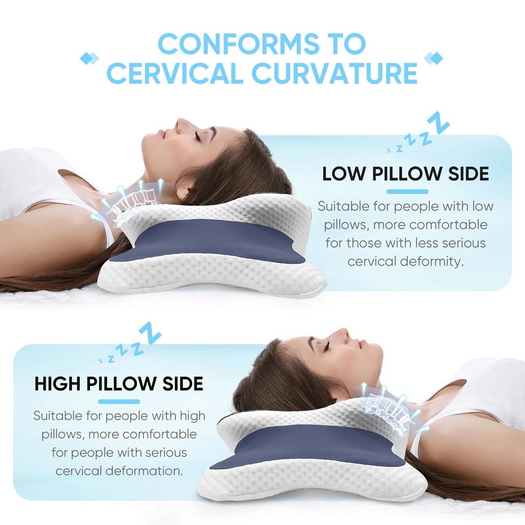 Memory Foam Cervical Pillow | Contour Ergonomic Design | All Sleep Positions | Breathable