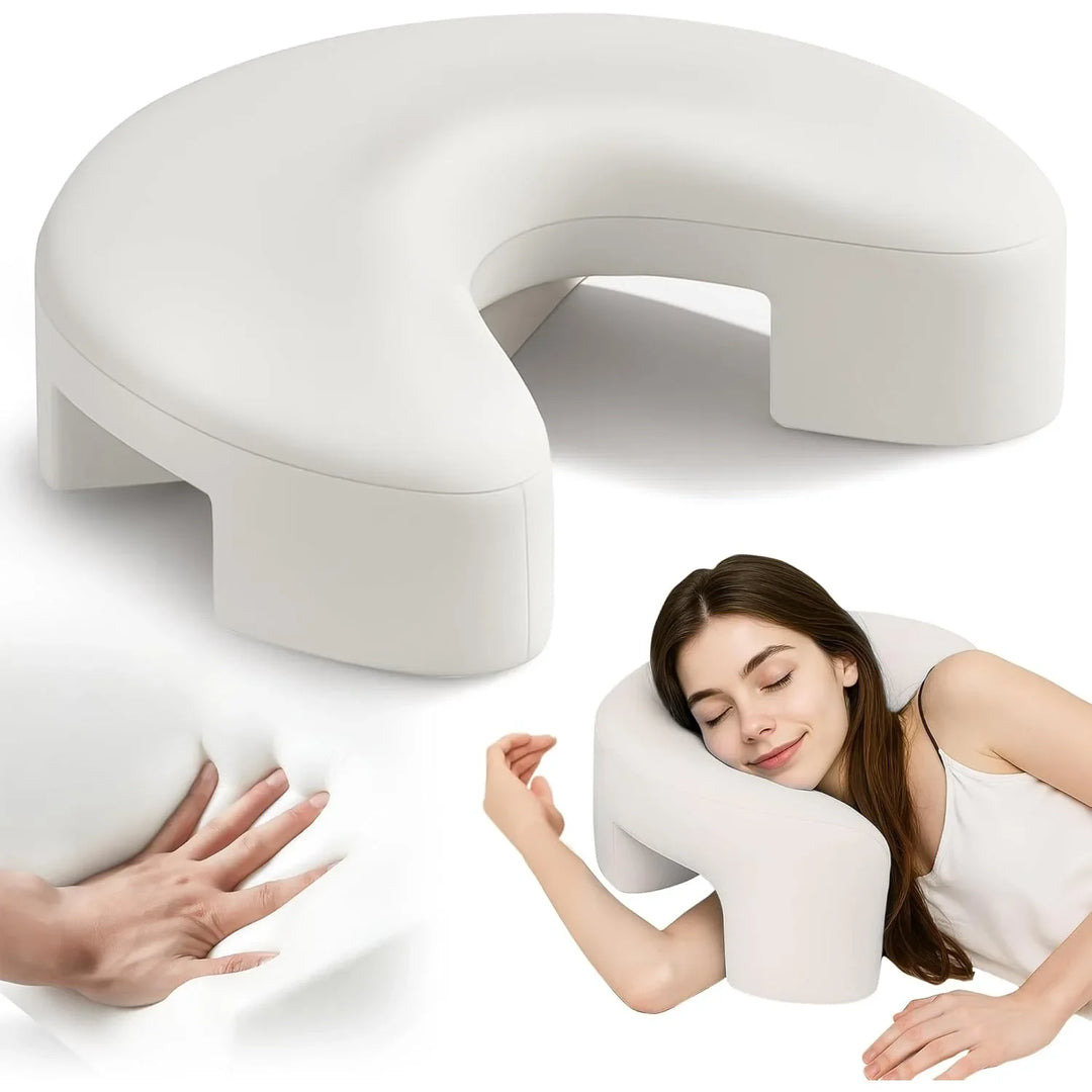 Memory Foam Neck Support Pillow | Arm Channels | Side Sleeper | 3-Layer Construction