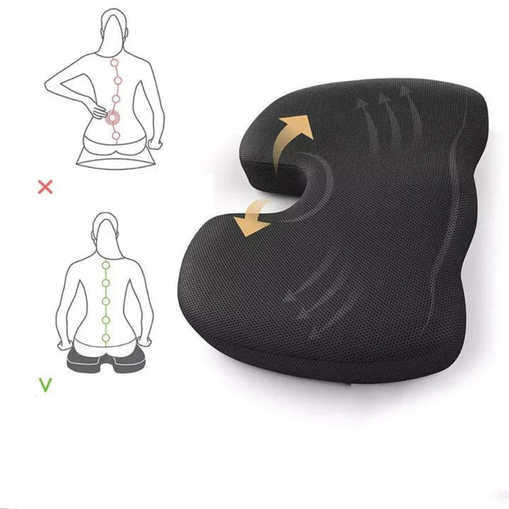 Memory Foam Seat Cushion | Cooling Gel Cover, Non-Slip Base | Pressure Relief for Office Chairs, Car Seats &amp; Home Use