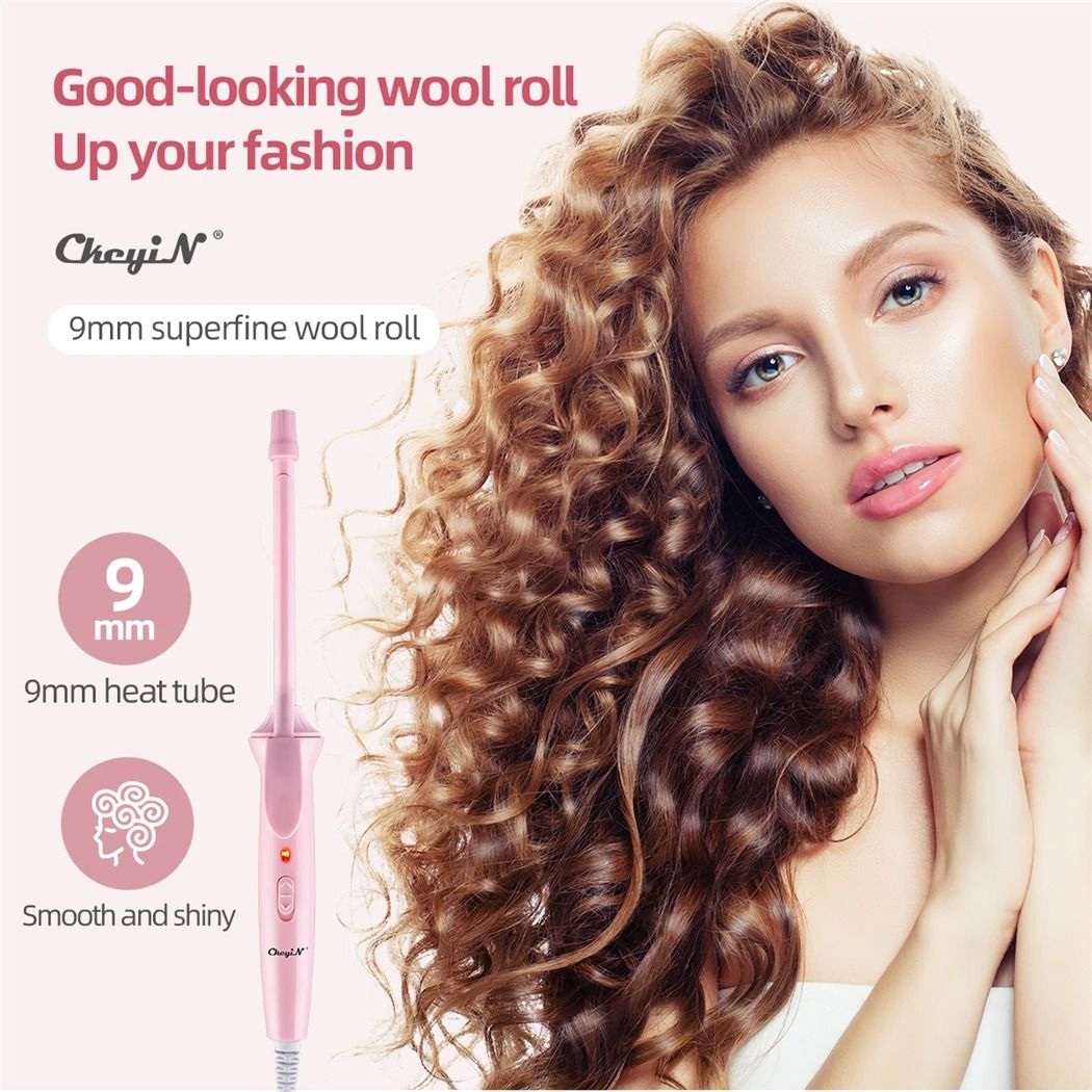 Mini 9mm Ceramic Curling Iron | Slim Barrel for Tight Curls and Spiral Ringlets | Fast Heating, Travel-Friendly Design