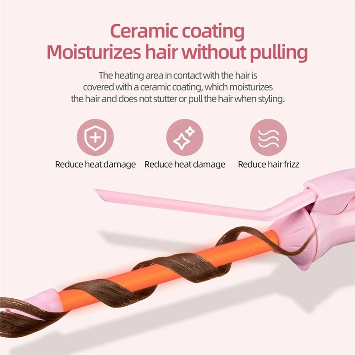 Mini 9mm Ceramic Curling Iron | Slim Barrel for Tight Curls and Spiral Ringlets | Fast Heating, Travel-Friendly Design