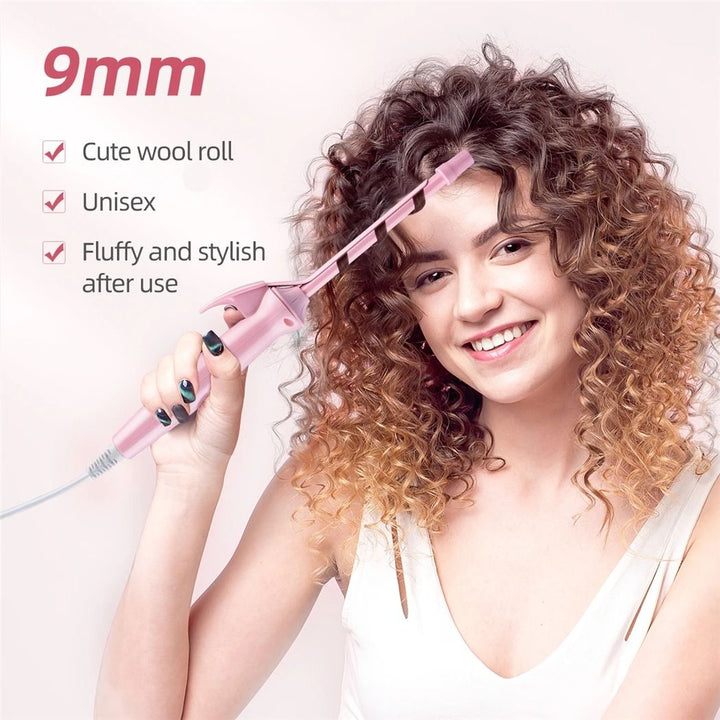 Mini 9mm Ceramic Curling Iron | Slim Barrel for Tight Curls and Spiral Ringlets | Fast Heating, Travel-Friendly Design