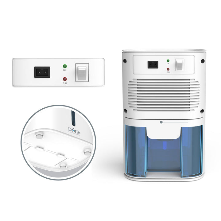 Mini Dehumidifier Compact Plastic Housing | Removable Translucent Tank | Reduces Damp in Bathrooms, Bedrooms &amp; Basements