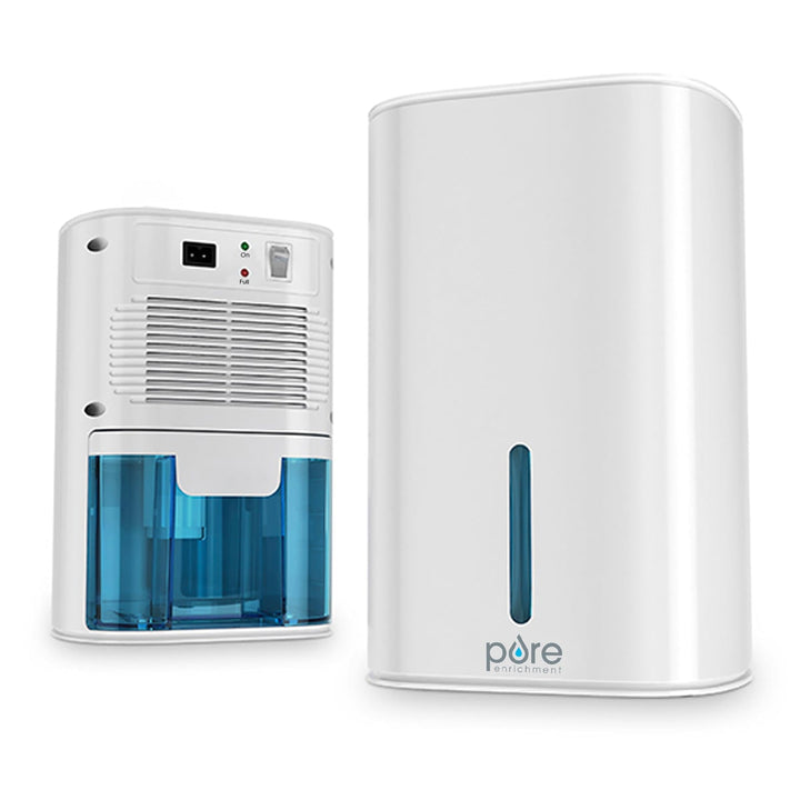 Mini Dehumidifier Compact Plastic Housing | Removable Translucent Tank | Reduces Damp in Bathrooms, Bedrooms &amp; Basements